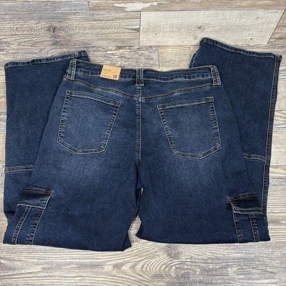 Juniors' Project Indigo Mid-Rise Cargo Straight-Leg Jeans Girls Size 15 - Picture 5 of 10